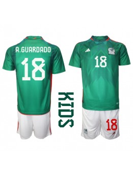 Otroški Nogometna dresi replika Mehika Andres Guardado #18 Domači SP 2022 Kratek rokav (+ hlače)
